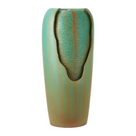 Outdoor Water Fountain – 30.71" Glazed Jar Style 1‑Tier Floor Fountain with LED