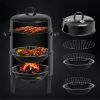 Portable Vertical Charcoal Smoker Grill – 16 in, 3‑Tier