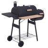 Offset Charcoal Grill & Smoker Combo with Side Shelves & Thermometer