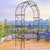 Metal Garden Arch with Doors – Black Arbor Trellis for Climbing Plants