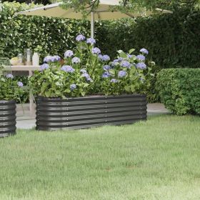 Garden Raised Bed Powder-coated Steel 59.8"x15.7"x14.2" Anthracite