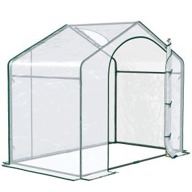 Portable Walk-in Greenhouse, Plastic Cover, Steel Frame Garden Hot House, Zipper Door, Top Vent for Flowers, Vegetables, Saplings, Tropical Plants