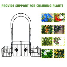 Metal Garden Arch Arbor Trellis – Climbing Plant Support Wedding Party Archway, Black