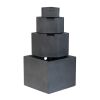 41.7" Gray Cement 4‑Tier Block Fountain – Modern Outdoor Water Feature