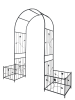 Metal Garden Arch with Dual Plant Stands – 79.5" W x 86.6" H