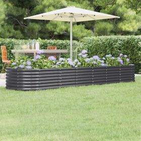 Garden Raised Bed Powder-coated Steel 116.5"x31.5"x14.2" Anthracite