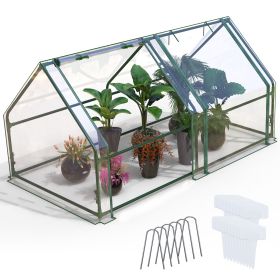 Portable Mini Greenhouse with Roll-Up Zipper Doors – Waterproof, UV-Resistant PVC Cover, 70.86 × 33.46 × 37.4 in