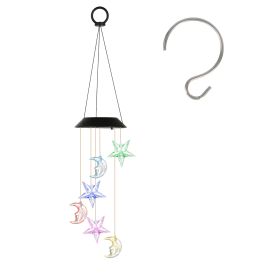 Solar Moon and Star Wind Chime – 7-Color Changing, IPX4 Waterproof LED Wind Chime for Outdoor Garden and Yard Décor
