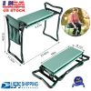 Foldable Garden Kneeler Seat with Cushion and Tool Pouch – Portable Gardener Bench and Stool