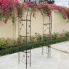 Metal Garden Arch with Doors – Black Arbor Trellis for Climbing Plants