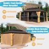 12' x 16' Cedar Wood Hardtop Gazebo – Steel Double Roof with Curtains & Netting