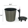 10.2" Self‑Watering Wicker Planter – Round Grey Indoor/Outdoor Pot