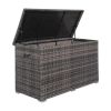Brown Wicker Deck Box with Steel Frame