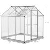 Walk‑In Polycarbonate Hobby Greenhouse with Roof Vent & Rain Gutter – 6 x 6 ft