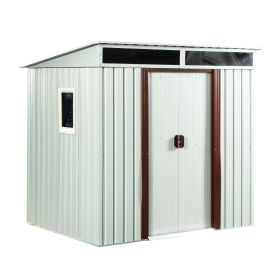 6' x 5' White Metal Storage Shed with Window & Metal Foundation