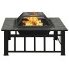 XXL Steel Garden Wood‑Burning Fire Pit with Poker 31.9" x 31.9" x 18.5"