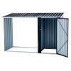 Firewood Storage Shed – Outdoor Firewood Rack & Log Holder, Anthracite Galvanized Steel