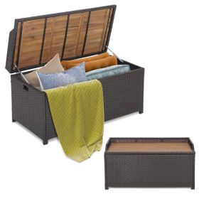 45‑Gallon Outdoor Wicker Storage Bench with Zippered Liner