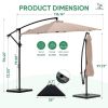 10 ft Offset Hanging Patio Umbrella with Base – Khaki, Tilt & Rotate