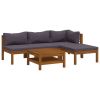 Dark Grey and Natural Wood Lounge Set
