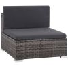 Grey and Dark Grey Rattan Sofa Set