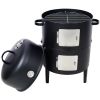Steel Vertical Charcoal Smoker Grill – 17 in Round, 2‑Tier