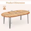 Oval Acacia Wood Patio Dining Table with Umbrella Hole for 8 People – 79"