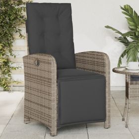 Reclining Patio Chair with Footrest Gray Poly Rattan