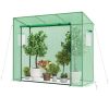 Outdoor Portable Walk‑In Greenhouse with PE Cover & Roll‑Up Zipper Door – 6.6 x 2.5 x 5.6 ft