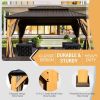 12' x 16' Cedar Wood Hardtop Gazebo – Steel Double Roof with Curtains & Netting