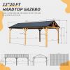 12' x 20' Gable‑Roof Hardtop Gazebo – Wood‑Grain Aluminum Frame, Steel Roof