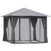 Patio Gazebo with Netting, Curtains & Vented Roof – 10 x 10 Ft