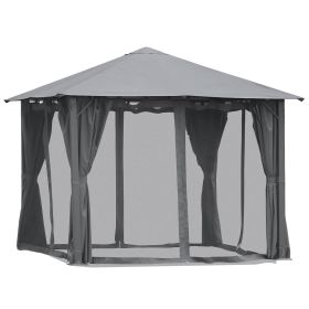 Patio Gazebo with Netting, Curtains & Vented Roof – 10 x 10 Ft