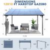 10' x 12' Wall‑Mounted Lean‑To Pergola Gazebo – Metal & Polycarbonate