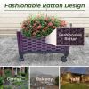 Rolling Plastic Raised Garden Bed with Wheels – Wicker-Style Mobile Planter