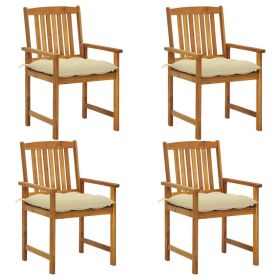 Patio Chairs with Cushions 4 pcs Solid Acacia Wood