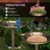 28" Antique Bronze Bird Bath with Planter Pedestal – Dual Basin Feeder