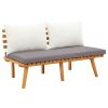 Dark Grey and White Garden Lounge Set with Solid Acacia Wood and Polyester