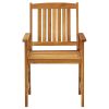 Set of 2 Garden Chairs with Anthracite Cushions and Natural Wood Frames
