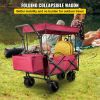 Extra Large Collapsible Garden Cart with Removable Canopy – Folding Wagon