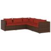 5‑Piece Brown Poly‑Rattan Patio Lounge Set – Modular Sofa with Cinnamon Cushions