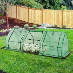 Portable Tunnel Greenhouse Mini Hot House with Zipper Doors & Water/UV Cover – 9 x 3 x 3 ft