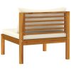 Cream Solid Acacia Wood Garden Lounge Set with Polyester Cushions – Medium Size