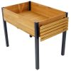 Raised Garden Bed – Fir Wood Planter Boxes with Metal Legs & Folding Storage Shelf