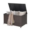 133 Gallon Outdoor Wicker‑Style Storage Box with Zippered Liner