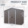 8' x 4' Gray Metal Storage Shed with Window & Metal Foundation