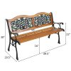 49" Garden Bench with Hardwood Slats and Cast Iron Frame