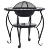 26.8" Black and White Mosaic Ceramic Wood‑Burning Fire Pit Table