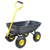 Folding Poly Garden Dump Cart with Steel Frame & 10 in Pneumatic Tires – 300 lb Capacity
