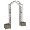 Grey Wooden Garden Arch with Decorative Inlays – Solid Firwood